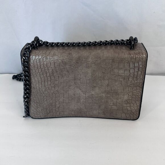 Faux Crocodile Horseshoe Front Buckle--Metal Sirens Chain Crossbody Strap Purse - Picture 3 of 11